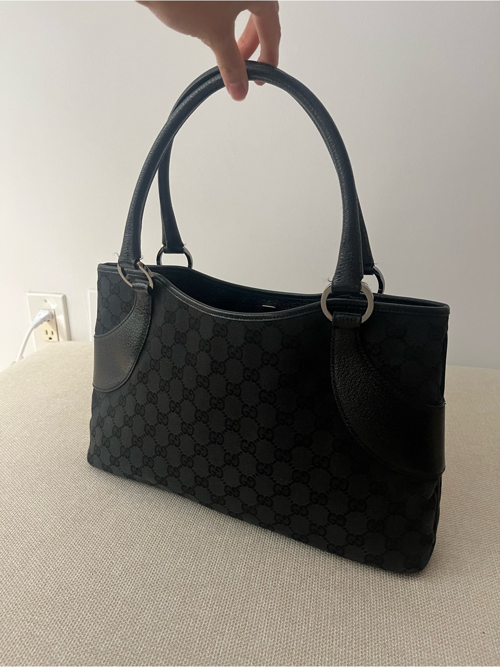 Authentic Gucci Black Monogram Shoulder Bag